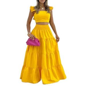 BDWMZKX Casual Dresses Womens Dress Ladies' Summer Casual Short Sleeve Long Dresses For Daily, Holiday, Travel,casual Party Flowy Long Dress For Ladies-yellow-2xl