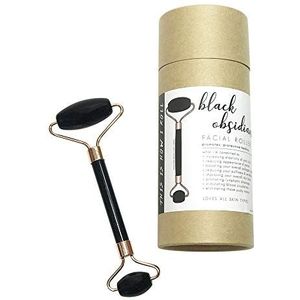 Premium Jade Facial Roller - Nieuwe Versie 100% Natuurlijke Jade Roller voor Gezicht Dubbele Volgende Genezing Afslanken Massager Anti Verouderen Huid Tool (Black Obsidiaan)