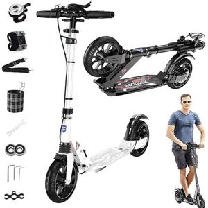 Stadsscooter - Grote Wiel Scooter - 200 Mm - Draagvermogen 150 Kg - Met Remmen En Schokdempers