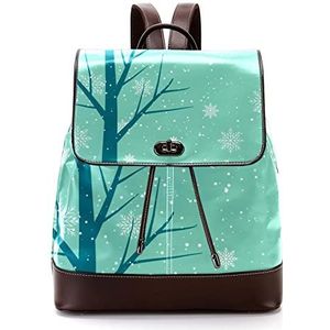 sneeuw groen hout gepersonaliseerde casual dagrugzak tas voor tiener, Meerkleurig, 27x12.3x32cm, Rugzak Rugzakken
