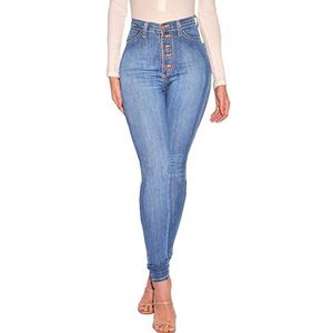 Uusollecy Skinny jeans met hoge taille voor dames, lichtblauw, M
