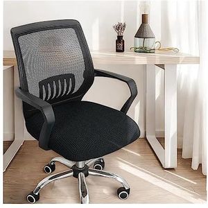 stoelhoezen Elastische draaibare hoes Computer Office Cover Stoel Verdikte stof Eenvoudige stoel Kruk Wasbare hoes Cover Seat Home hoezen voor eetkamerstoelen ( Color : Black )