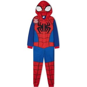 Marvel - Spiderman - Fleece Pyjama - Blauw/Rood - Eendelige Onesie met Capuchon