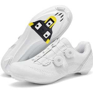Hiuzylqx Herenfietsschoenen voor dames, indoor fietsschoenen compatibel met Peloton SPD ARC Look Delta Cleats Racefiets Sneakers,Wit,40 EU