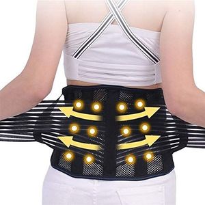 Tailleband, Lumbale brace Zelfopwarming Toermalijn Magnetische 9 stks Staal Bot Taille Wervelkolom Rugbrace Houding Corrector Riem Pijnbestrijding mannen vrouwen(XL)