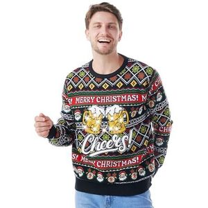Giggling Getup - Lichtgevende Lelijke Kersttrui - Zwart - Voor Mannen
