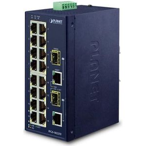 Planet IFGS-1822TF Fast Ethernet netwerkschakelaar (10/100) blauw