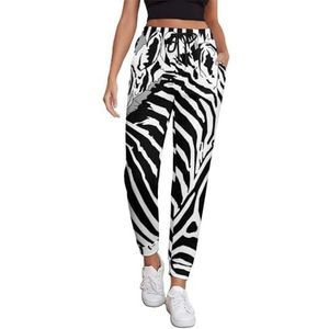 Strepen Zebra's Joggingbroek voor dames, hardloopbroek, joggingbroek, casual broek, elastische taille, lang, met zakken