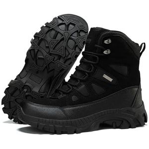 Tactische Gevechtslaarzen voor Heren – Waterdichte, Antislip Militaire Wandelschoenen met Duurzaam Suède Leer en Enkelondersteuning voor Buiten, Werk en Jacht(Black,47 EU)