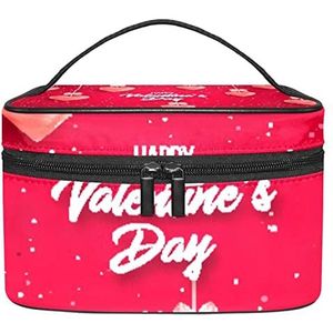 Valentijnsdag liefde make-up organizer tas, reismake-up tas organizer case draagbare cosmetische tas voor vrouwen en meisjes toiletartikelen, Meerkleurig, 22.5x15x13.8cm/8.9x5.9x5.4in