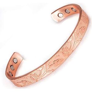 Open Manchet Verstelbare Armbanden voor Vrouwen Genezing Energie Magnetische Bloem Patroon Pure Koper Armbanden & Bangles Artritis Verlicht Pijn 6 Magneten