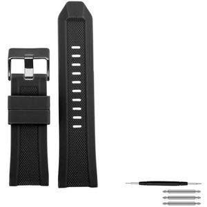 Hoge kwaliteit siliconen rubberen horlogeband geschikt Compatibel met Diesel DZ4318 / 4323/4283/7315/4427 Mannen Waterdichte zachte grote riem 24mm26mm (Color : B Black black clasp, Size : 24mm)
