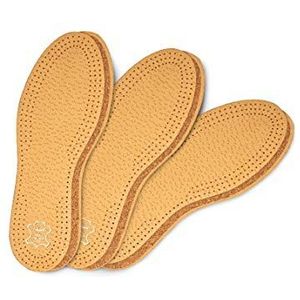 3 paar Pack schoen inlegzolen gemaakt van plantaardig gelooid schapenvacht leer en natuurlijke kurk | Elegant en comfortabel | Kaps Pecari Cork Set (dames/5 VK/38 EUR)