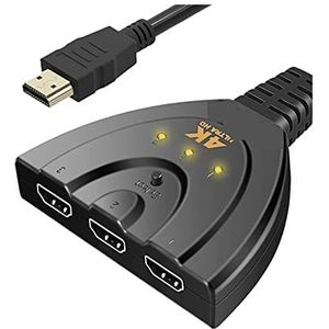 HDMI-schakelaarsplitter 3-poorts HDMI-compatibele switcher Ondersteunt 4K HDMI-compatibele splitter Smart HD 1080P 3 ingangen naar 1 uitgang for PS4 voor dvd-speler TV PC