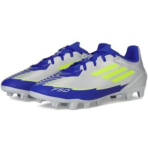 adidas Unisex F50 Club Messi Firm Multi Ground Sneaker, Silver Metallic/Solar Yellow/Lucid Blue, 7.5 US Men
