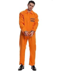 Luxylei Oranje gevangene overall, kostuum voor volwassenen, jailbird, gevangenen, onesie, gevangenen, cosplay, body voor feestjes, verkleedoutfits