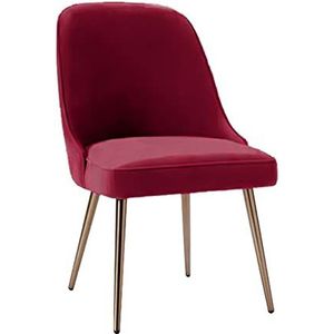 GEIRONV Zachte Fluwelen Eetkamerstoel,Moderne Eenvoud Gouden Been Bureaustoel 4S Winkel Hotel Receptie Teller Stoel 1 Stuk Eetstoelen (Color : Red)