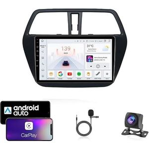 9 Inch Autoradio Compatibel voor Suzuki SX4 2 2012-2016 met GPS Navigatie CarPlay Android Auto Acht-Core 4G Bluetooth WiFi MirrorLink Stuurwiel Afstandsbediening(T2 4 Core Wifi 2G+32G)