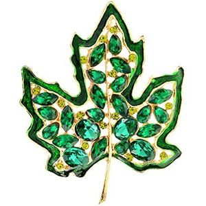Pinnen voor rugzakken Brooches Crystal Maple Leaf Brooches for Men Gold Metal Leaf Pins Brooch Fall Party Jewelry Brooches Fashion Decoration (Color : Green, Size : 2.4 inch)
