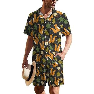 Eekhoorns Eekhoorns Hawaïaans pak voor heren, set van 2 stuks, strandoutfit, shirt en korte broek, bijpassende set