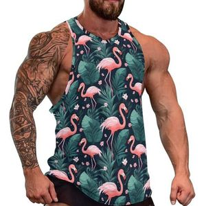 Tropische flamingo heren tanktop casual mouwloos T-shirt gym atletische spier tee strand vest