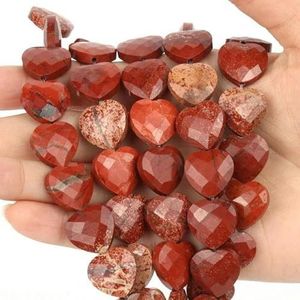 15x15mm natuurlijke hart gefacetteerde rode jaspis aventurijn stenen kralen opaal kwarts diy bedelarmband spacer kraal voor sieraden maken-rode steen-15x15m