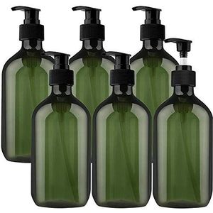 6 Pack 17oz/500ml Pomp Flessen Lege Plastic Pomp Lotion Flessen, Clear Navulbare Dispenser Flessen voor Body Wash, Shampoo, Massage Lotion, Gel