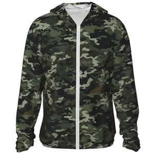 WSOIHFEC Camouflage zonwering hoodie volledige rits jas lange mouwen zonneshirt met zakken, Zwart, S