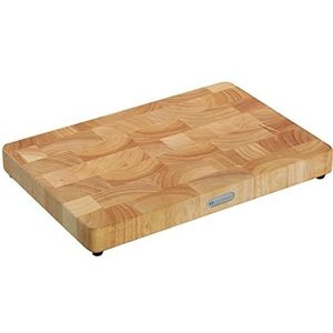 Zassenhaus Hakblok van hoogwaardig hoofdhout, rubberboom, licht, 45 x 30 x 4,5 cm, met antislipvoetjes, snijplank, hakplank, hout, keukenplank, steakplank, 051087