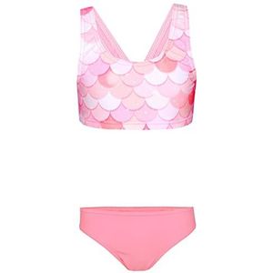 Aquarti Meisjes Sport Bikini Racer Bustier & Bikinibroekje, Zeemeermin/Roze/Abrikoos, 116