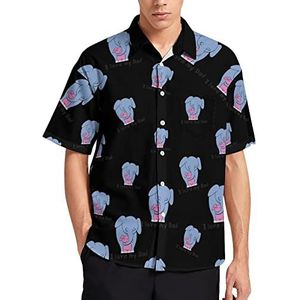 Olifant I Love My Dad T-shirt voor heren, korte mouwen, casual, knoopsluiting, zomer, strand, top met zak
