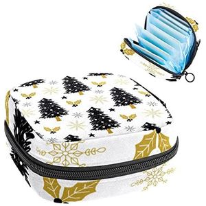 Boom Sneeuwvlok,Periode Pouch Draagbaar,Tampon Opbergtas,Tampon Houder voor Portemonnee Vrouwelijke Product Organizer, Meerkleurig, 4.7x6.6x6.6 in/12x17x17 cm
