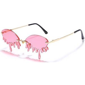 GALSOR Amerikaanse retro rare feestzonnebril wandelen straat traan modellen zonnebril (kleur: roze, maat: vrije maat)