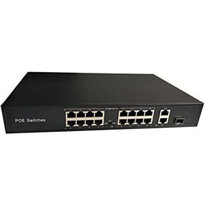Webcam, 1U chassis 16 poort Poe Schakelaar 2CH Gigabit Uplink Network Ethernet met 1 poort 100 0m SFP Sleuf
