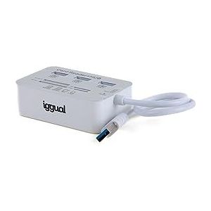 iggual USB-hub IGG316733 USB 3.0 kaartlezer, wit