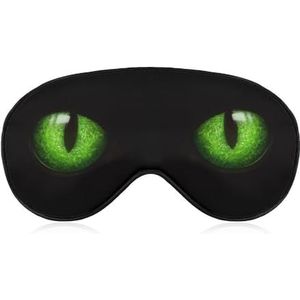 Zwarte kat groene ogen glow in dark slaapmasker met verstelbare riem, comfortabel zacht oogmasker, slaaphulp, lichtblokkerende oogmaskers