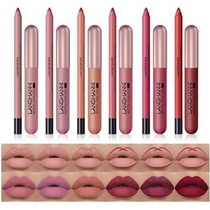 Matte lippenstift en lipliner set, 6 Matte Liquid Lipstick met 6 Smooth Lip Liner Pencil, Not Fade Nude Lipstick-make-upkits voor dames Xiebro