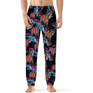 Kleurrijke Paard Pop Art Mannen Pyjama Broek Zachte Lange Pjs Bottoms Elastische Nachtkleding Broek M
