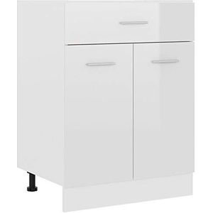 Rantry Mobili kast met lade, wit glanzend, 60 x 46 x 81,5 cm, spaanplaat, verticale kast, ruimtebesparend, rek met vakken, staand rek voor woonkamer, werkkamer