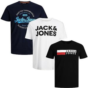 JACK & JONES Heren T-shirt 3 stuks grote maten grote maten ronde hals T-shirt 2XL 3XL 4XL 5XL 6XL 7XL 8XL, Pakket van 3 Big Size # 92, 6XL