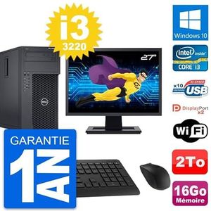 Dell PC Tower T1650 Display, 27 inch, Intel i3-3220 RAM, 16 GB, 2 TB, Windows 10, WiFi (gereviseerd)