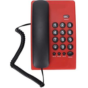KX-T504 Bedrade Telefoon voor Thuiskantoor, Mode Desktop Vaste Multifunctionele Telefoon met Dubbele Magnetische Handset, Verstelbare Beltoon(rood)