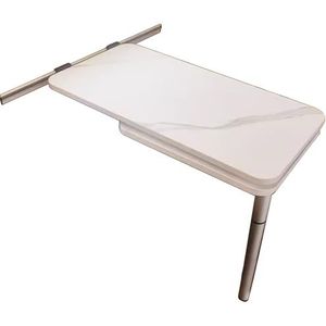 inklapbare wandtafel, Opvouwbaar wandbureau, opvouwbare tafel, draaibaar tafelblad, wit/grijs, for camper, boot, jacht, camper, caravan(White)