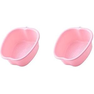 2 set voetenbaden, grote kunststof, draagbare voetbad, spa wastafel voor teennagels en enkels, roze, 37,3 x 33 x 15 cm