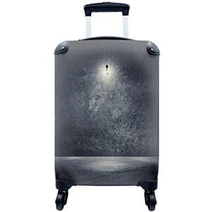 MuchoWow® Koffer - Beton - Licht - Zwart - Past binnen 55x40x20 cm en 55x35x25 cm - Handbagage - Trolley - Fotokoffer - Cabin Size - Print