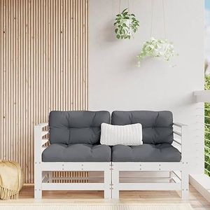 AJJHUUKI Tuinmeubilair Tuinhoekbanken 2 stuks wit massief houten grenen meubels