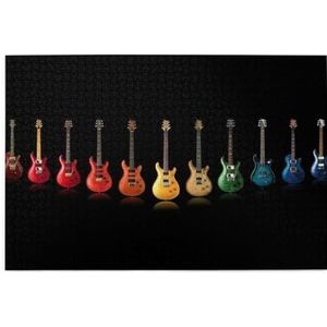 Kleurrijke gitaar muziek puzzel 1000 stukjes houten puzzel familiespel wanddecoratie