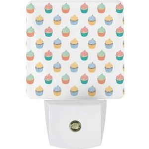Heerlijke Cup Cake Cream Warm Wit Nachtlampje Plug In Muur Schemering naar Dawn Sensor Lichten Binnenshuis Trappen Hal