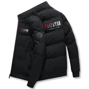 YOUPO Trapstar London Lichtgewicht pufferjack for heren Winter geïsoleerde gezwollen jas Warm for buiten Polyester Lange mouwen Ritssluiting Normale pasvorm Gewatteerde jas met zakken (Color : Black