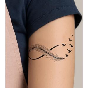 Veer tattoo – Temporalis® | Tijdelijke tatoeages voor vrouwen & mannen – Nep tattoo vegan & waterbestendig – EU-cosmetica – Blijft 1-2 weken [ Tatoeage Oneindige Veer ]
